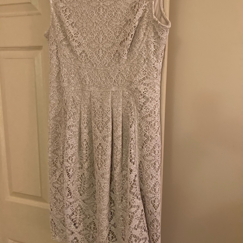 London Times crocheted fit and flare dress.